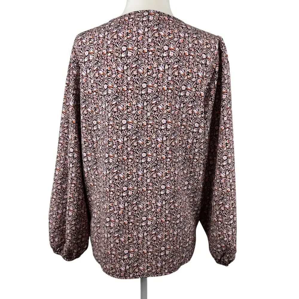 J Crew Womens Puff Sleeve Crepe Top in Floral Flourish Sz S | Feminine‎ Preppy